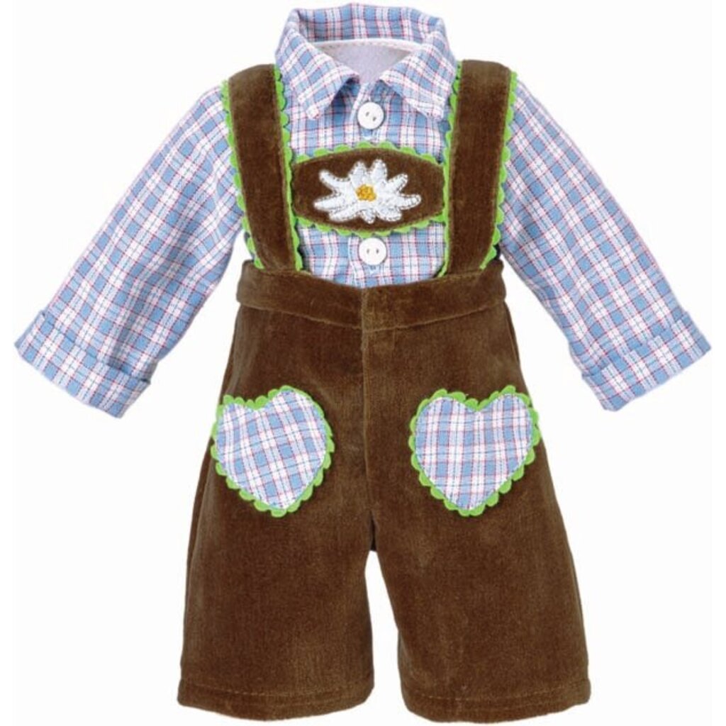 Lederhose braun mit Karohemd 39-41 cm